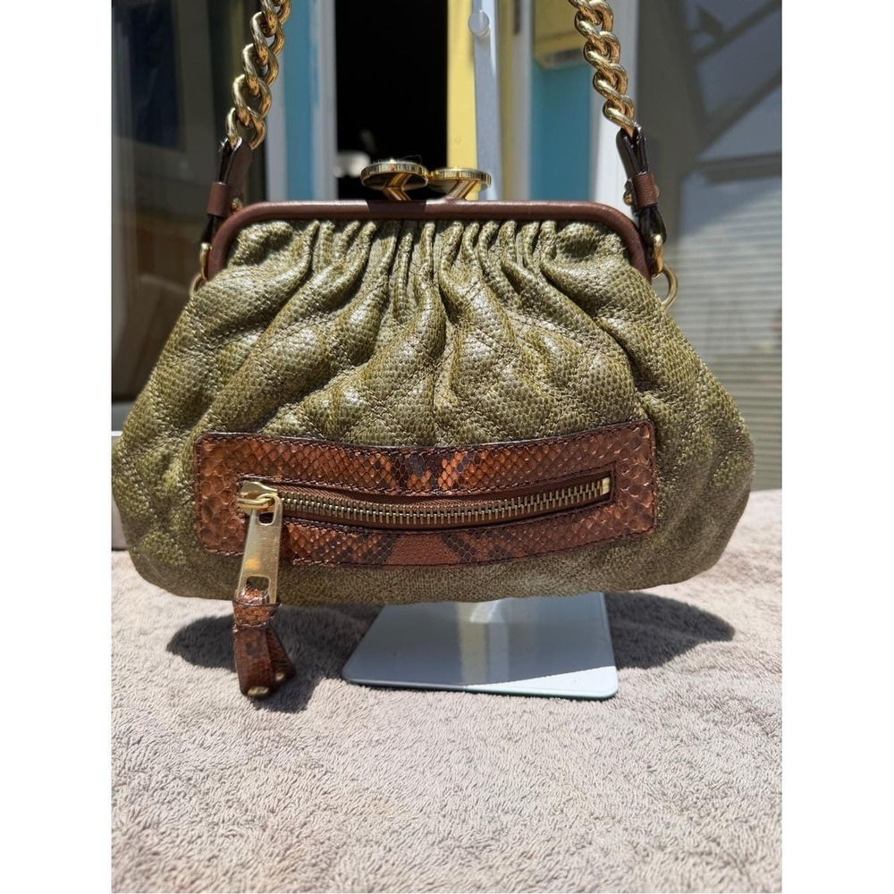 Marc Jacobs Vintage Moss Green Quilted Leather Python Little Stam Bag - Picture 4 of 17